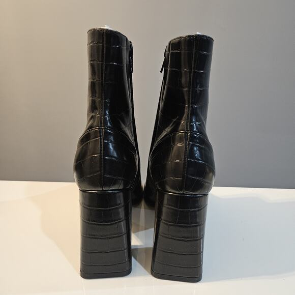 Lisa Vicky Nordstrom Boots Womens 8M Craze-V Platform Black Croco Block Heel - Picture 8 of 13